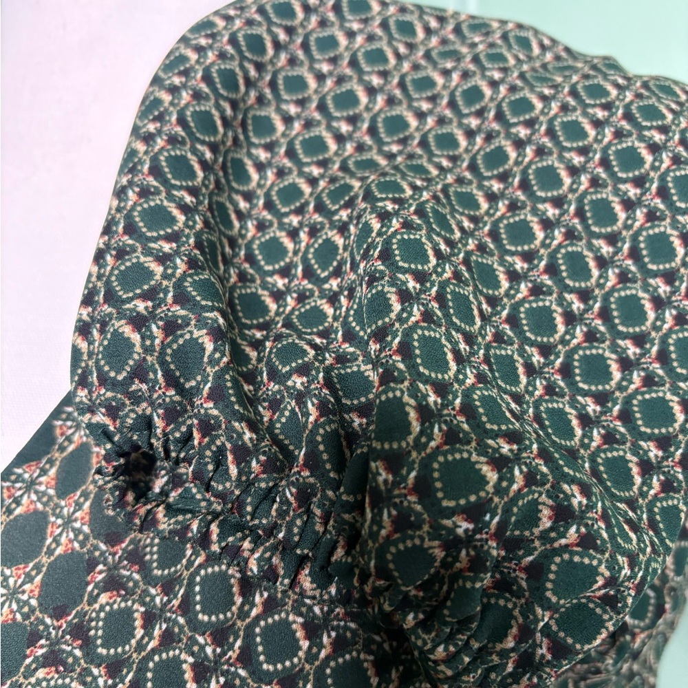 Max Studio Green and Red Patterned Blouse medium - Picture 5 of 11